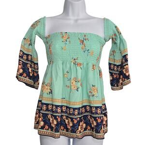 Lily White Womens Fairy Dainty Flutter Sleeve‎ Top Size XS Cottagecore Peasant